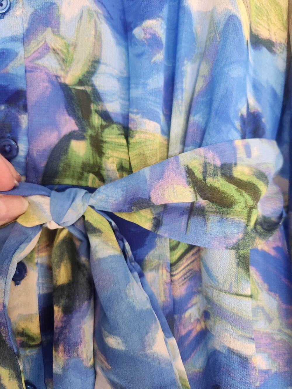 NWT TAYLOR BLUE WATERCOLOR CHIFFON MAXI DRESS SIZE 10 LONG SLEEVE LIGHTWEIGHT - Picture 13 of 13